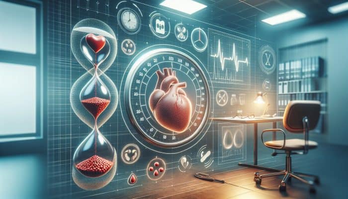 A medical chart tracking cholesterol levels annually in a contemporary clinic for a patient with a family history of heart disease.
